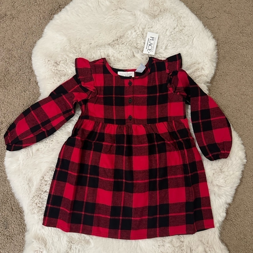 Toddler Girls’ Buffalo Plaid Flannel Dress - Picture 1 of 5